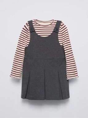 Zara Baby Girl Gray Pleated Pinafore Dress Size 2T / 92cm